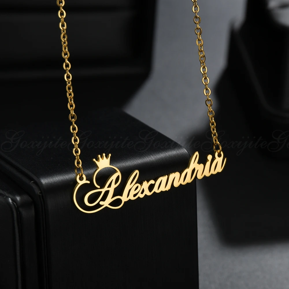 Модное ожерелье с именем Goxijite для женщин кулон из нержавеющей стали изображением