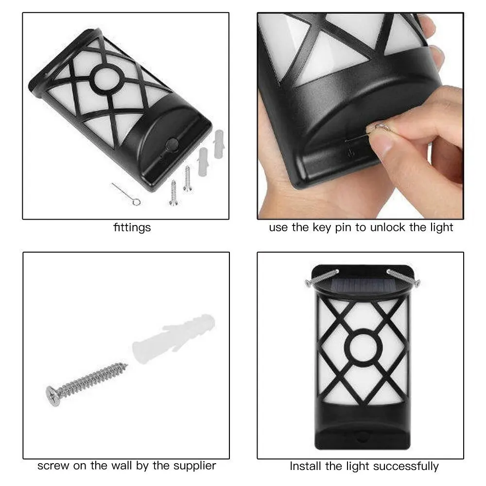 

Solar Flickering Flame Lights 96 LED Outdoor Waterproof Led Light Sunlight Powered Garden Street Lamp for Patio Yard Decoration