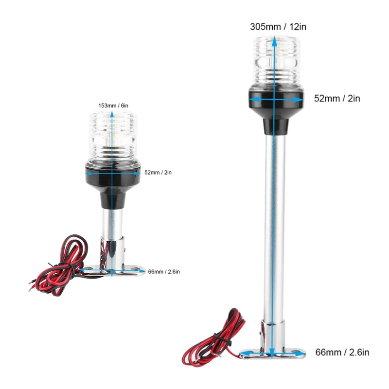 

High Quality Stainless Steel 316 Stand Lamp 6/8/10/12inch 5W Highlights LED Boat Yacht Light Signal Lamp D5QE