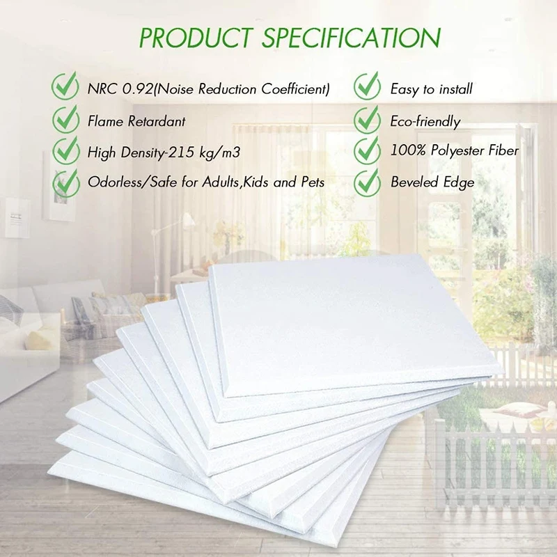 

Quality 20 Pcs Sound Dampening Panel,Sound Proof Padding Beveled Edge Tiles,for Sound Insulation Acoustic Treatment