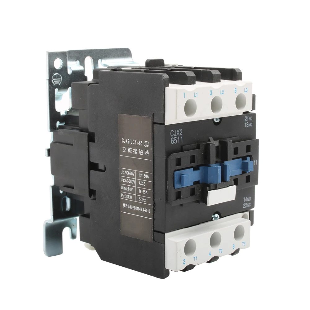 Φ 4011 8011 6511 9511 CJX2 5011 AC Контактор 40A50A65A 80A для Din рейки 1NO1NC использование с реле
