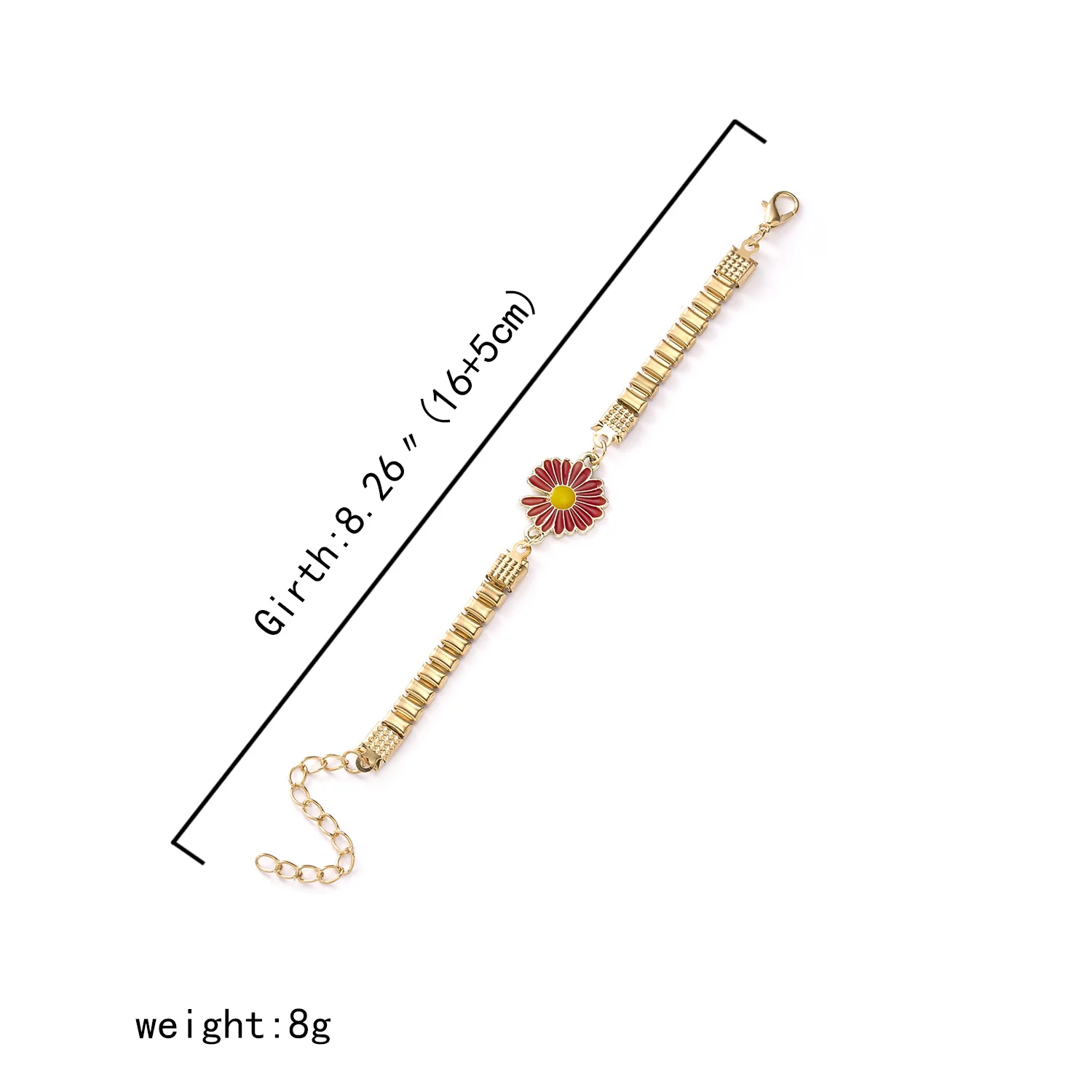 

2021 New Korean Cute Flowers Daisy Bracelets For Women Colorful Sunflower PU Leather Printing Pearl Metal Chain Bracelet Jewelry