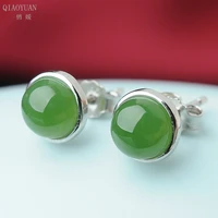 jade earrings 925 silver small womens earrings emerald green jewelry 2020 sterling silver vintage wedding jasper stone 8mm 6mm