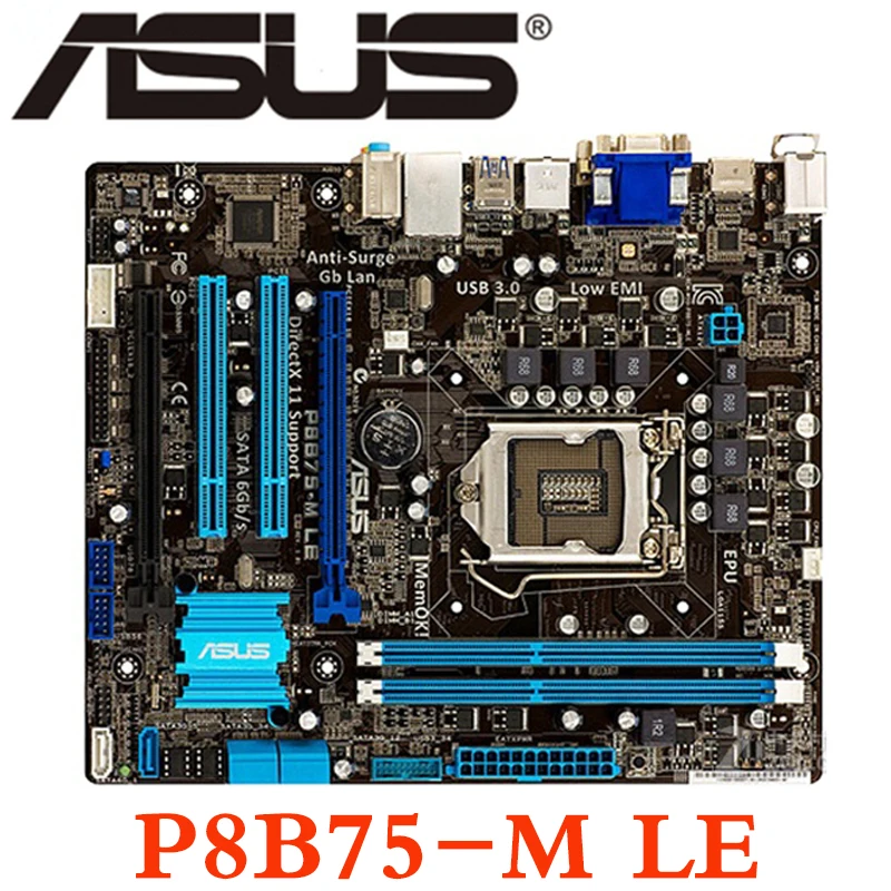 LGA 1155 B75 100% оригинал ASUS P8B75 M LE P8B75MLE Материнская плата Гнездо SATA III 2 x DDR3 16 ГБ USB3.0 Intel