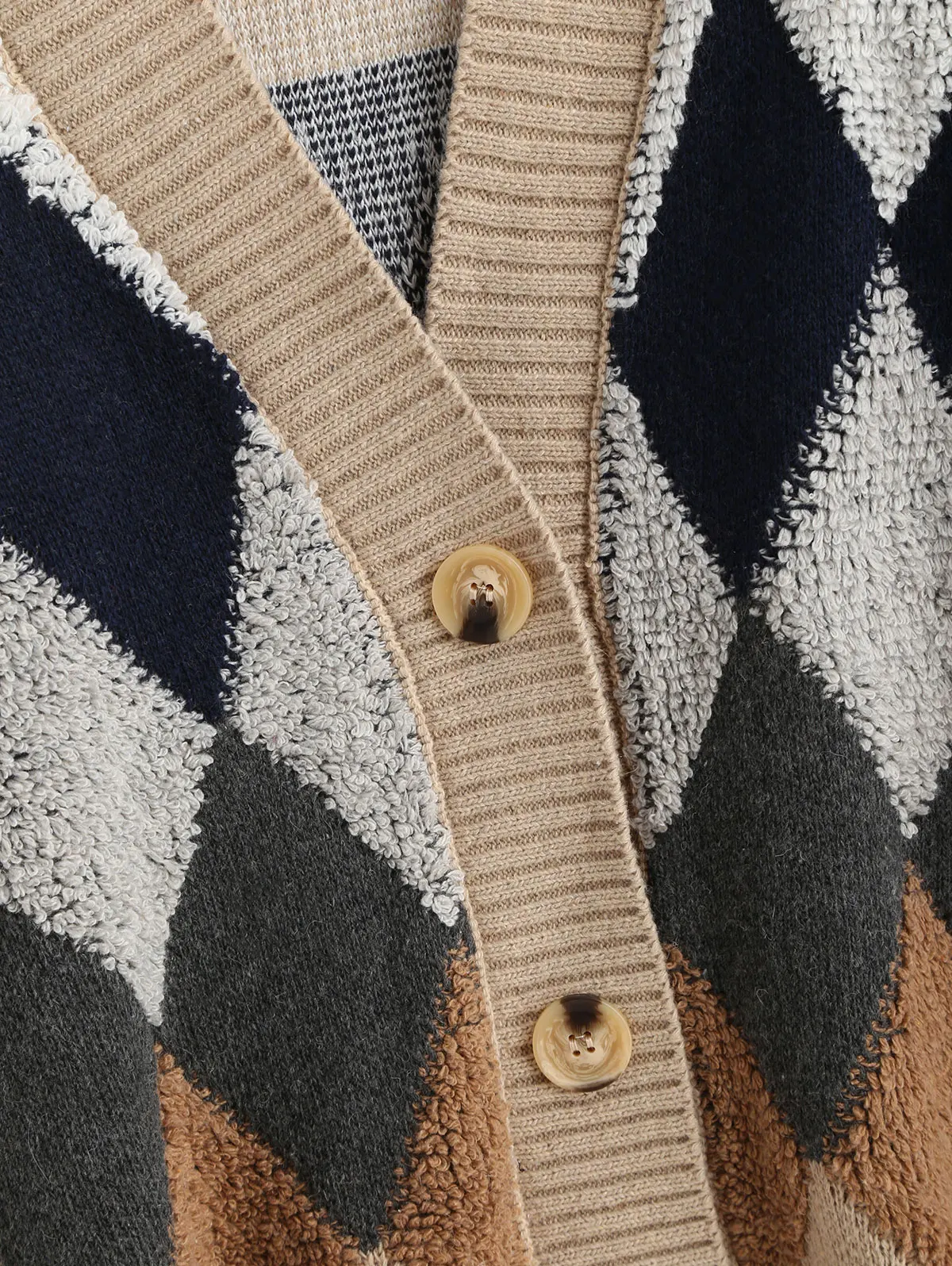 ZAFUL мульти на одной пуговице геометрический интарсия вязаный кардиган