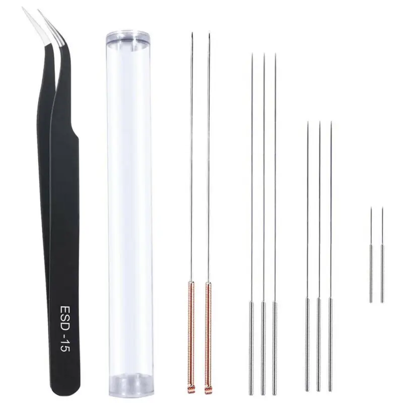 

11 Pieces 0.2-0.5mm Needle Tweezers Fit For 3D Printer Nozzle Storage Tube Tubes Cleaning Kit Supplies Tools