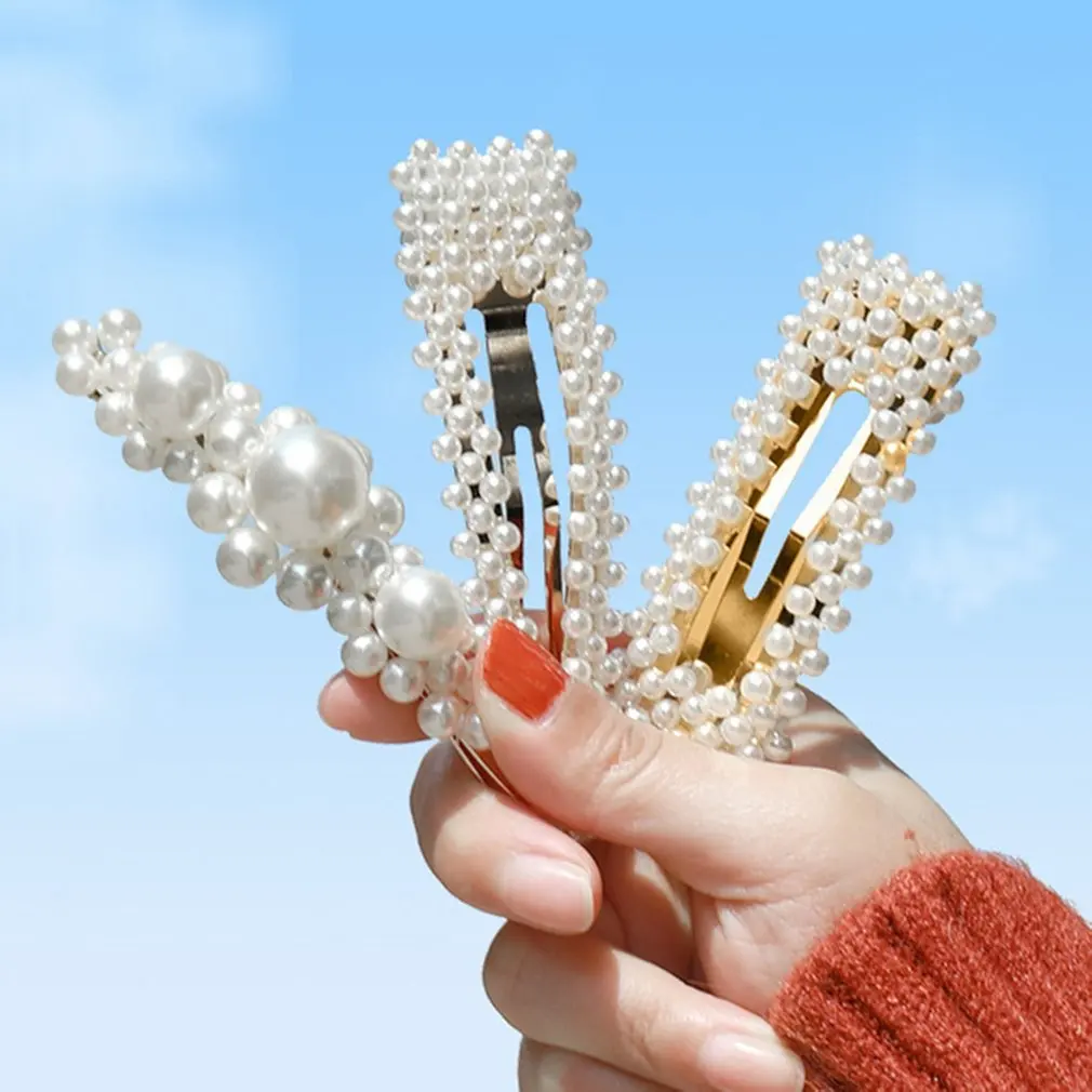 

2019 new headdress Korea ins pearl hairpin clips girl bb clip net red hair clip Liu Haifa card ponytail side hair clip