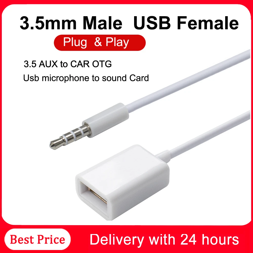 Аудиокабель со штекером 3 5 мм аудиоразъем AUX на гнездо USB 2 0 для аудиоадаптера