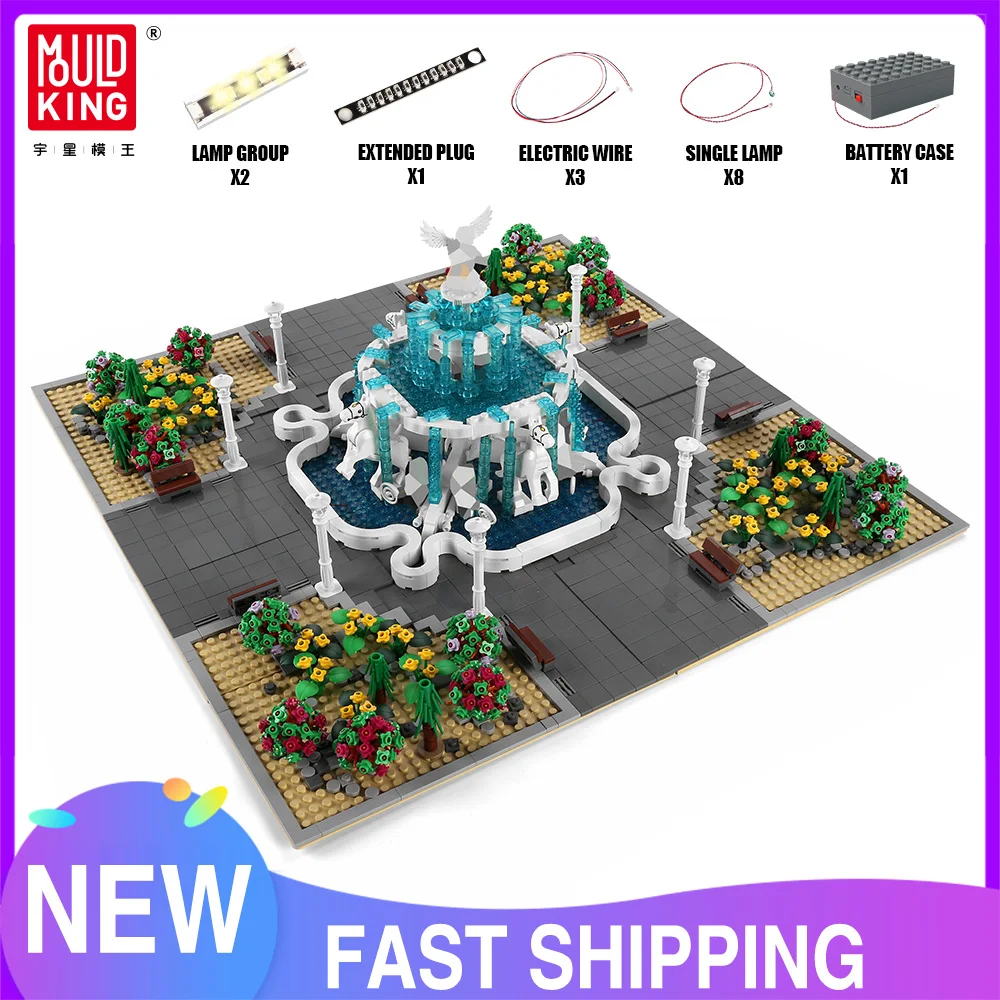 

MOULD KING 16003 City Street Building Toys The MOC Angel Square With Led Light Assembly Blocks Bricks Kids Birthday Gifts