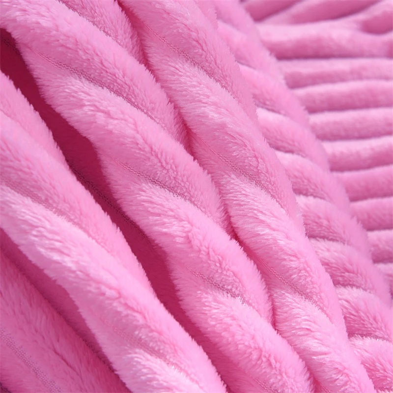 Плюшевое Флисовое одеяло в полоску супер мягкое фланелевое однотонное