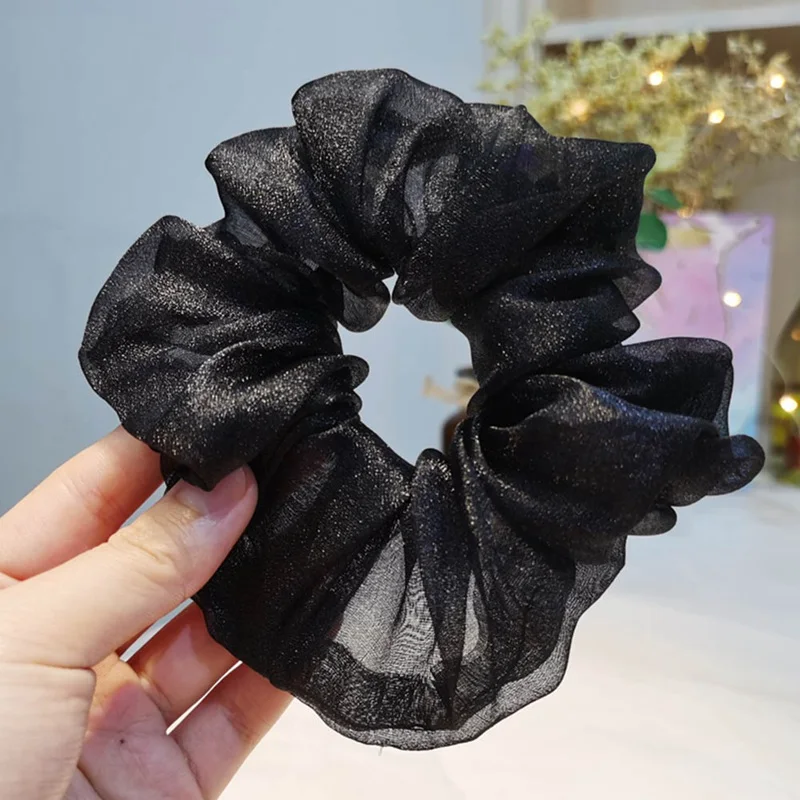 1PC Transparent Solid Tulle Elastic Hair Bands Women Sweet Mesh Chiffon Scrunchie Tie Rope Braiding Tools Rubber Band | Красота и