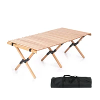 outdoor folding egg roll table portable foldable camping picnic wood desk for hiking self driving tour table