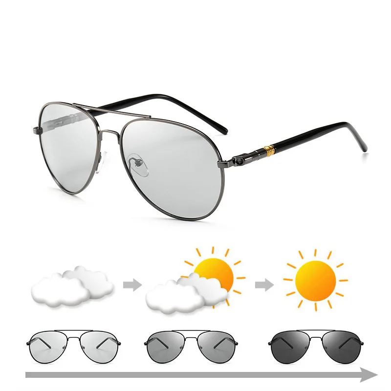 

Мужские поляризованные солнцезащитные очки, меняющие цвет, для вождения, антибликовые очки ночного видения, очки двойного назначения для д...