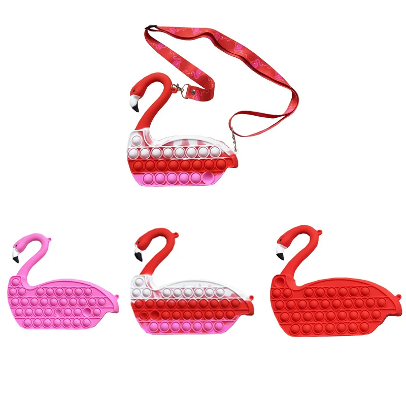 

Kawaii Swan Bag Pop It Push Bubble Fidget Toys Ppoper Alleviate Autism and Adhd Anti-Stress Ladies Satchel Squeeze Toys for Kid