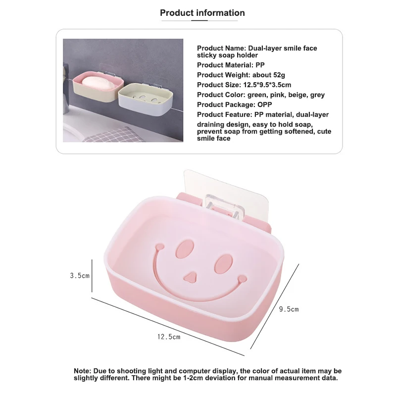 

Soap Box Wall Mounted Sticky Soap Dish Tray Holder Soap Savers Case Container for Bathroom Shower Gym School