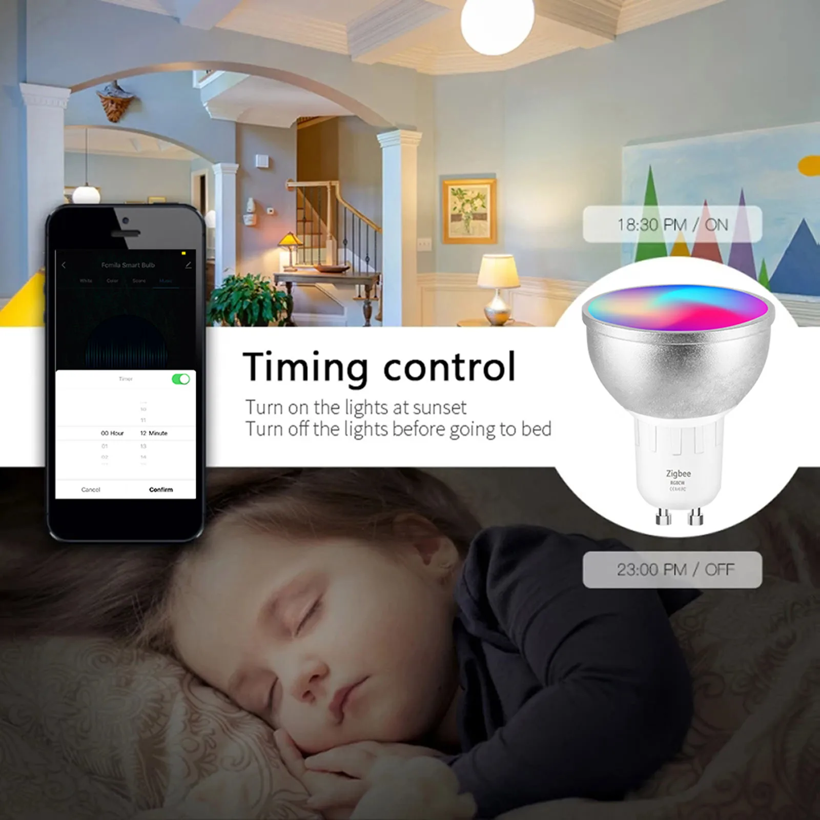 

GU10 Wi-Fi, () zigbee3.0 RGBW 6W Dimmable -Alexa