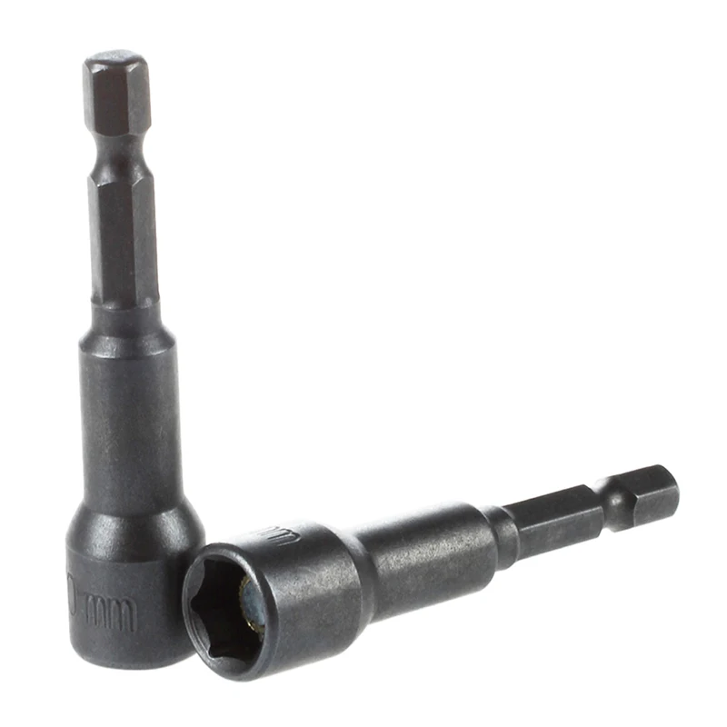 

TOP 2Pcs 1/4 Shank Magnetic 10mm Socket Wrench Hex Nut Driver Bit