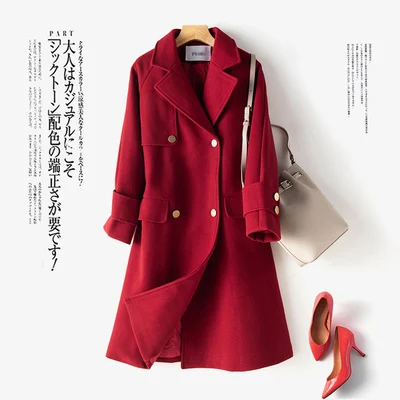 

Design Office Lady Women Coats And Jackets Winter Double Breasted Overcoat Womens Coats Turn-down Collar Casaco Feminino