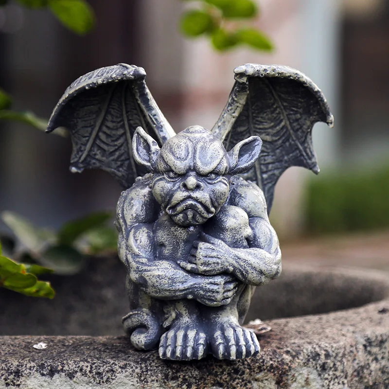 

Resin Little Monster Devil Garden Statues Ornament Retro Animal Sculpture Office Home Desk Decor Handmade Art Crafts Sculpture