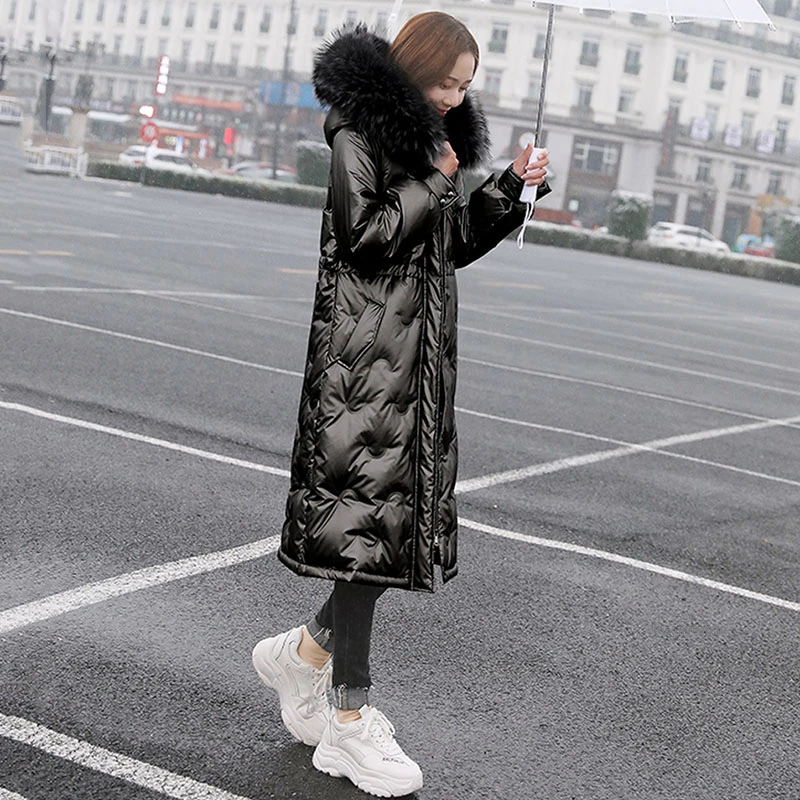 2021 зимняя блестящая длинная парка женские зимние куртки пальто тонкое толстое