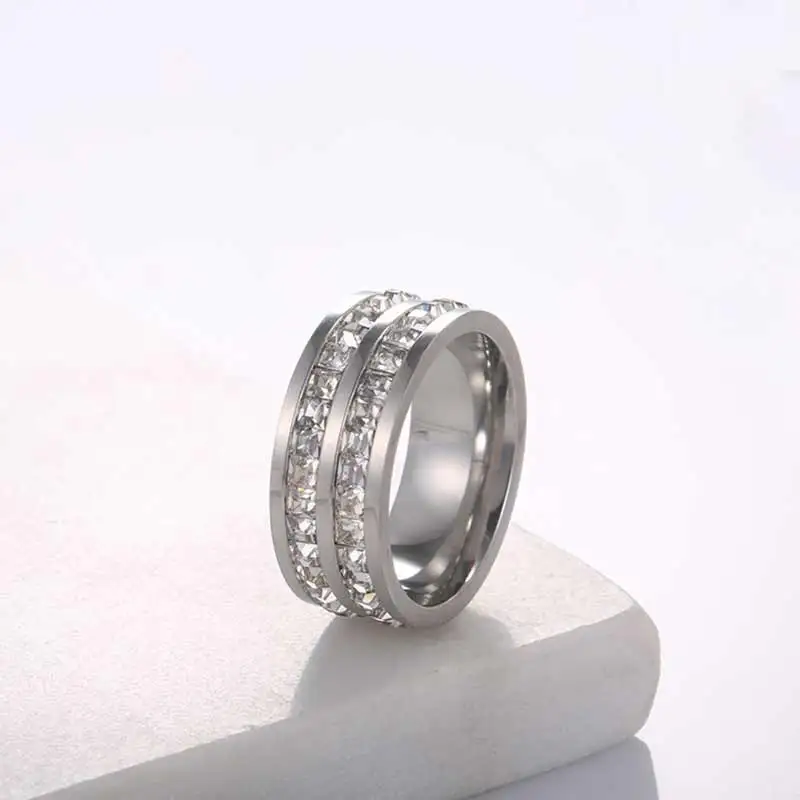 JHSL 4 мм/8 мм тонкие маленькие женские кольца из нержавеющей стали с фианитом CZ