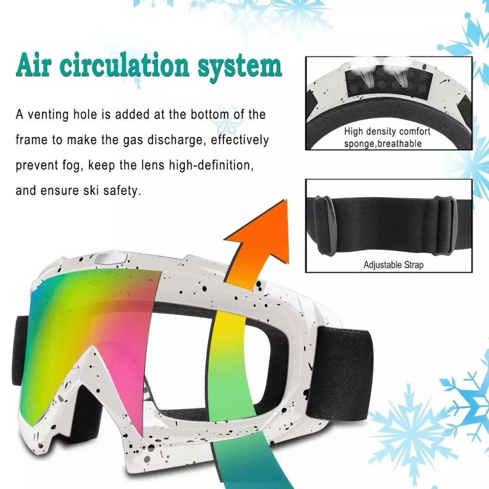 Лыжные очки для мужчин и женщин двухслойные сноуборда с защитой от УФ лучей