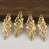 20pcs brass casted filigree flower branch connectors oriental charms quality gold color for women bridal wedding jewelry set
