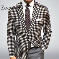 plaid mens jacket business suit male slim fit autumn mens clothing male blazer classic mens blazer terno masculino casamento