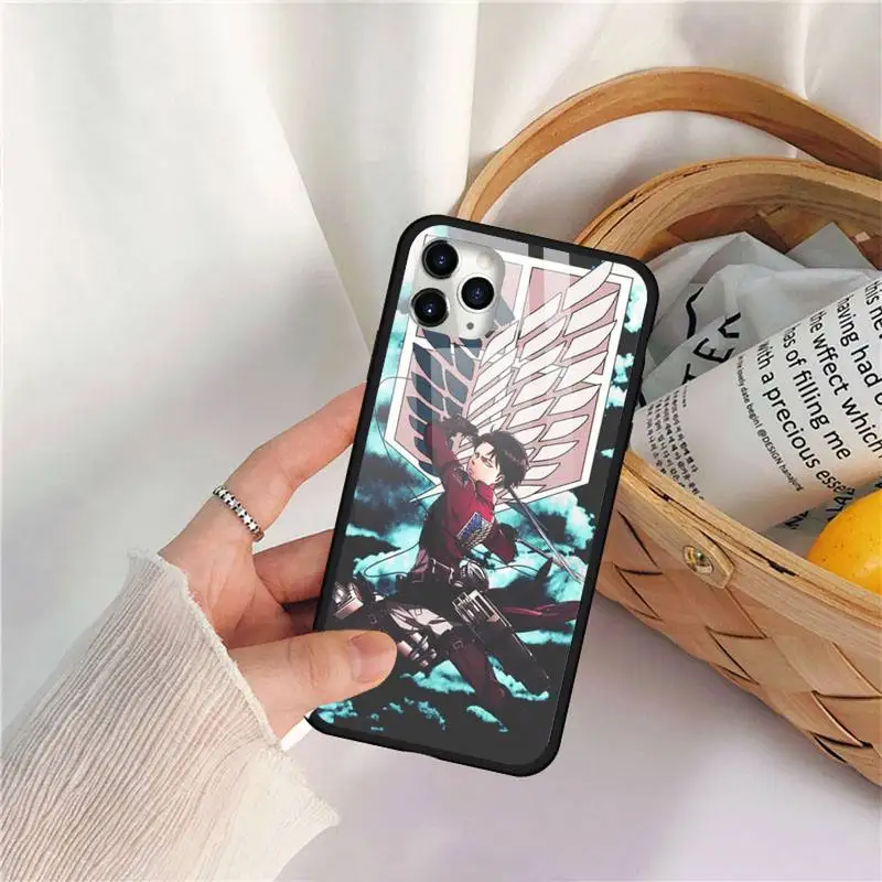 

Anime Japanese attack on Titan Phone Case Tempered glass for iPhone 11 12 mini pro XS MAX 8 7 Plus X XS XR