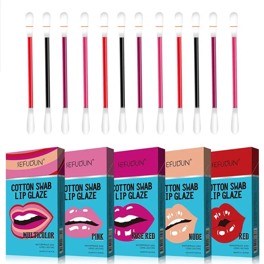 Cigarette Cotton Swab Lip Glaze Dyed Lip Liquid Disposable Waterproof Non-stick Cup Liquid Lipstick Cosmetic Makeup