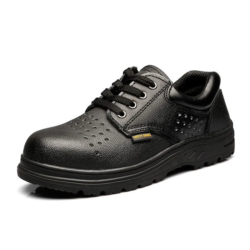 

Black Safety Shoes for Men Genuine Leather Steel Toe Work Shoes Men Ankle Safety Boots Work Safty Shoes Military Boots