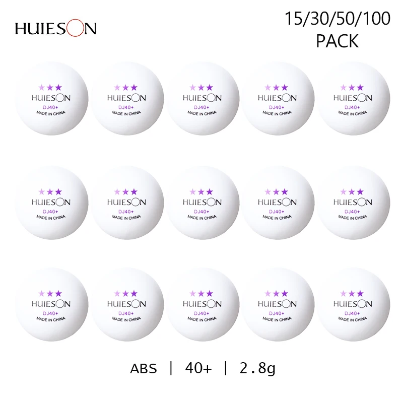 aliexpress.com - Huieson Ping Pong Balls 3 Stars DJ 40+ ABS New Table Tennis Balls 100/50/30/15 Pack