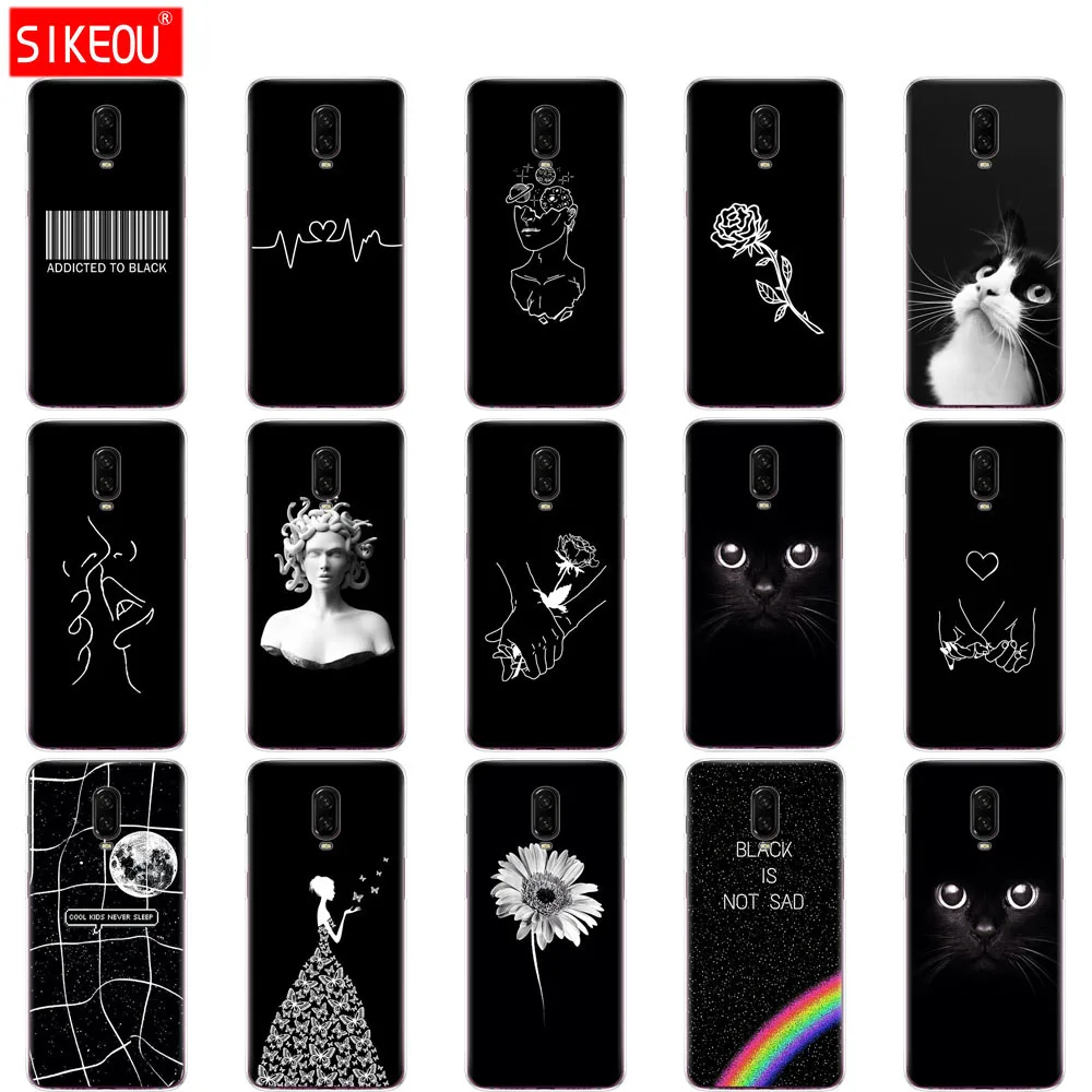 Силиконовый чехол для oneplus 6 t 1 + Чехол Coque one plus T copas etui Бампер Силиконовые черные