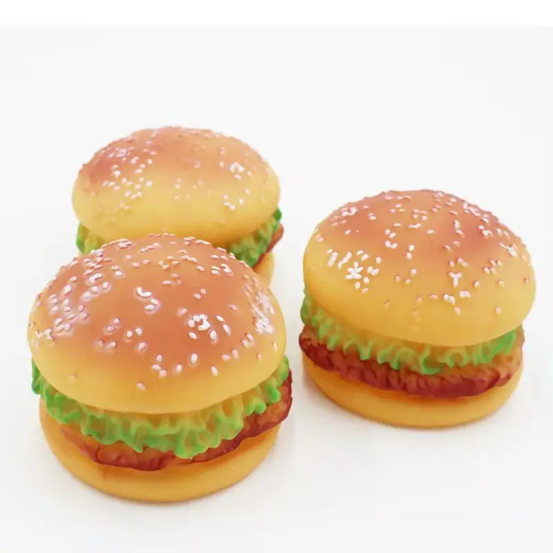 

Dog Simulation Hamburger Sound Toy Resistance To Bite Playable High Quality Funny Food Pet Puppy Small Dog Toys Cat Supplies