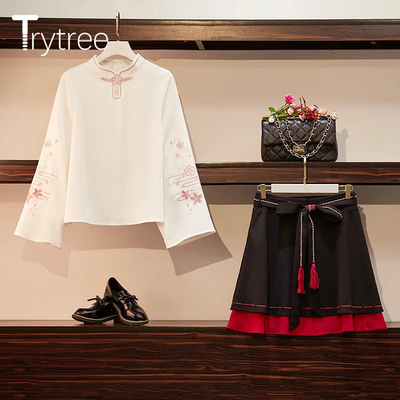 Осенний Женский комплект из двух предметов Trytree повседневный топ с V образным