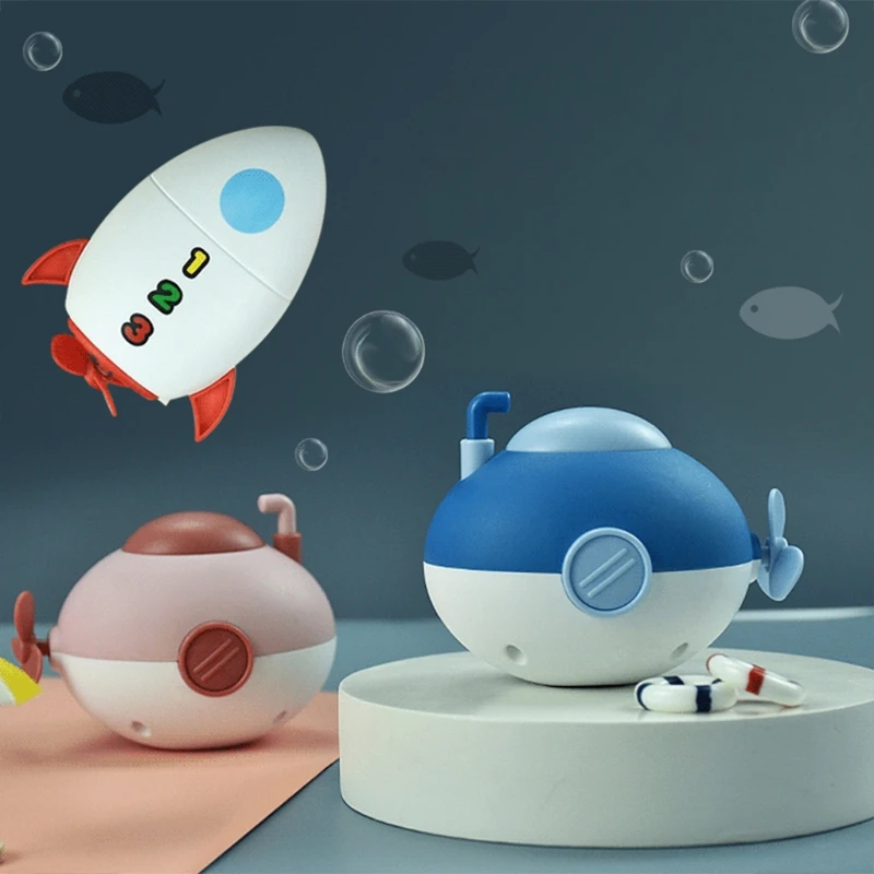 Bathroom Bath Shower Baby Clockwork Swimming Children Play Water Cute Little Submarine Rocket Bathing Bathtub Toys For Kid