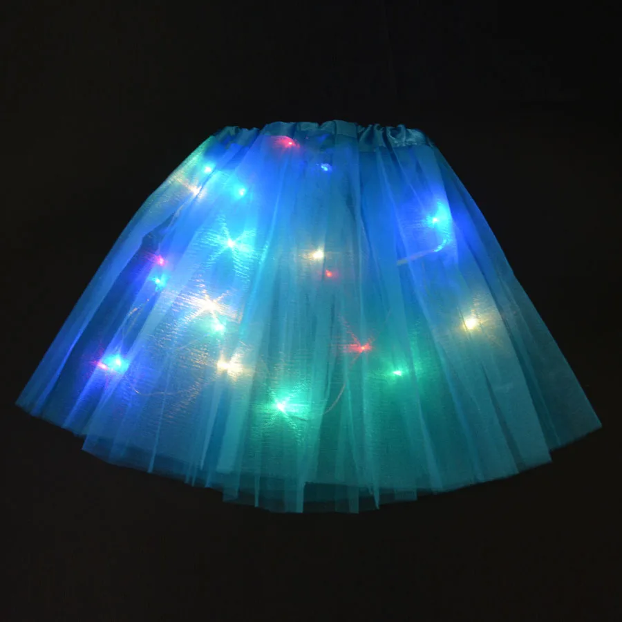tutu blue Светодиодный светильник; светящаяся юбка-пачка принцессы с крыльями ангела для девочек; карнавальный Свадебный костюм; Светящиеся вечерние юбки на Рождество; Navidad; Хэллоуин - Цвет: tutu blue