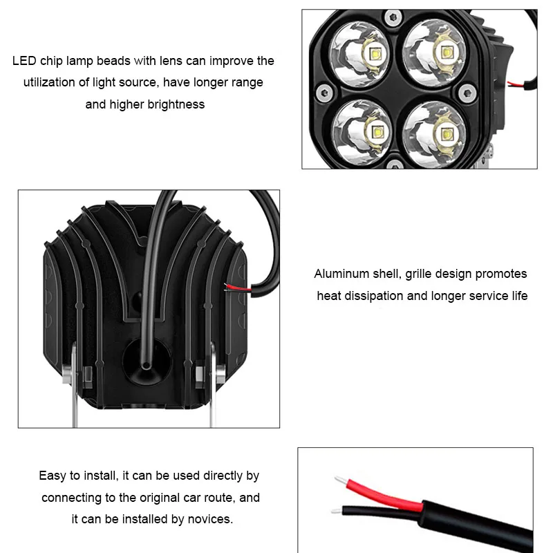 3 Inch Led Work Light Bar 12V 24V For Car Yellow Fog Lamp 4x4 Off road Motorcycle Tractors Driving Lights White Square Spotlight |