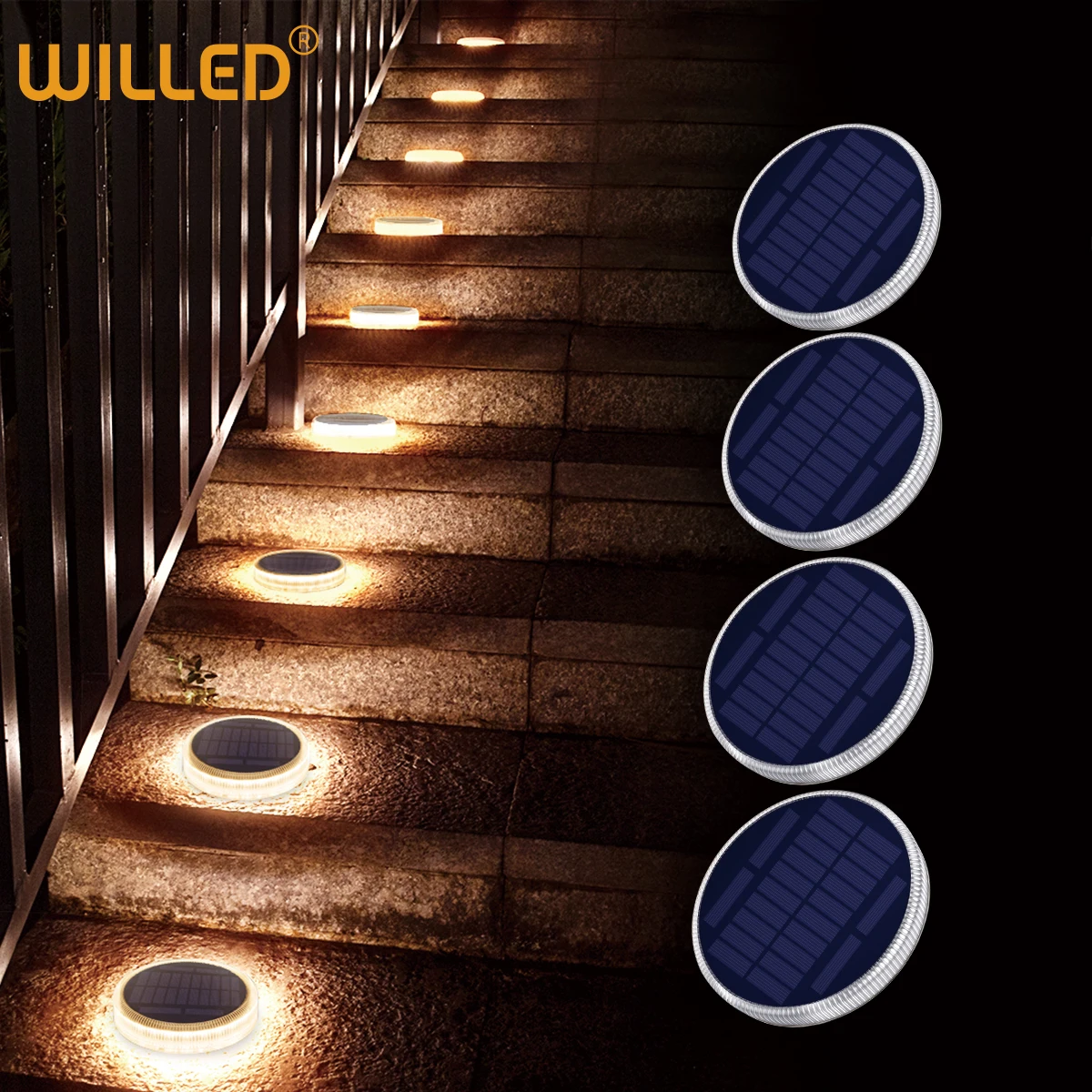 Светодиодный наземный фонарь на солнечной батарее с большой панелью теплый