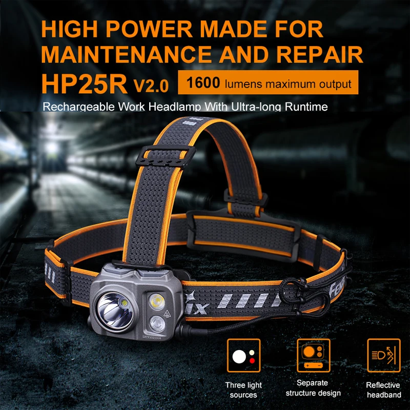 Налобный фонарь Fenix HP25R V2.0 2021 лм водонепроницаемый с батареей 1600 | Освещение