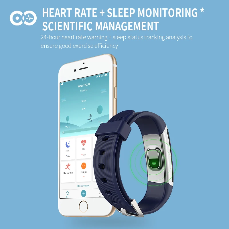 Wearpai T6 Bluetooth умные часы с экраном сердцебиения тела Температура фитнес-браслет
