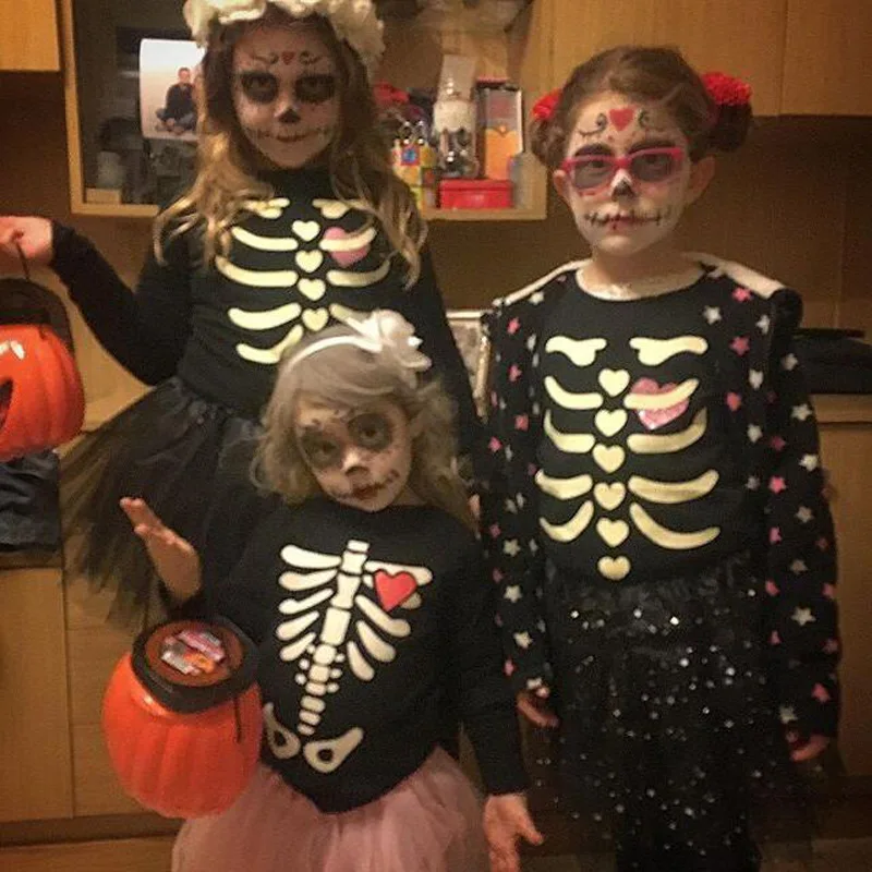 Детский страшный костюм для косплея на Хэллоуин футболка с черепом малышей