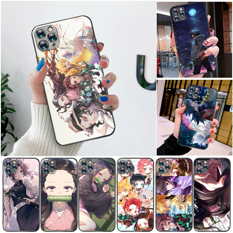 

Demon Slayer Kimetsu No Yaiba Kamado Tanjirou Kamado Nezuko Agatsuma Zenitsu Phone Case For iPhone XS MAX X XR Coque Cases