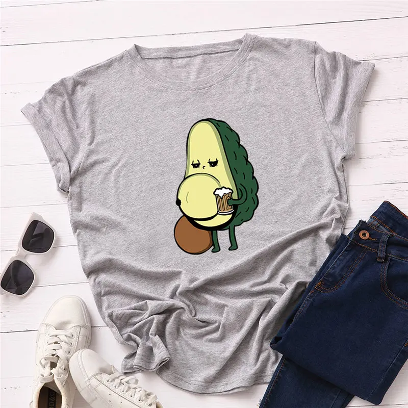 Летняя модная женская футболка из 100% хлопка с принтом авокадо нужно пиво топы