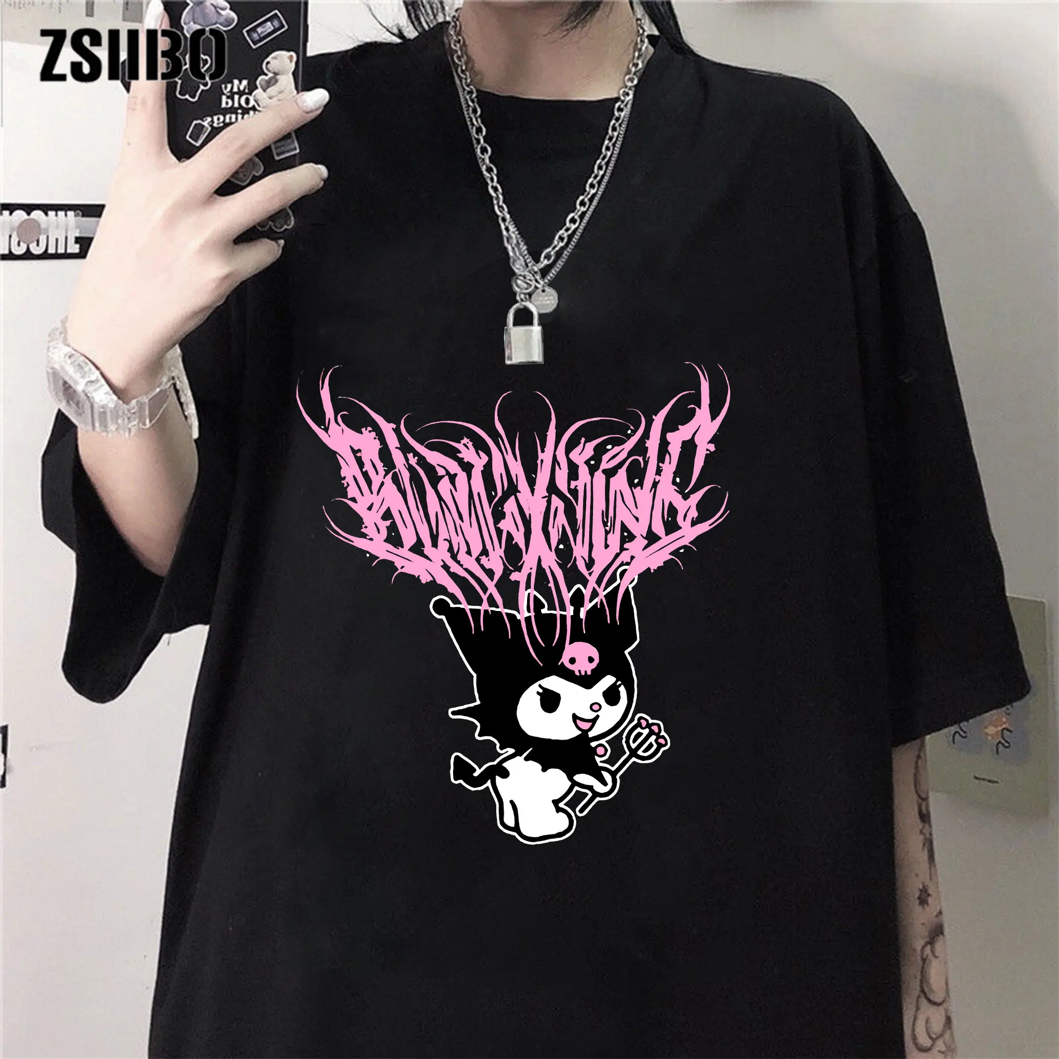 Футболка y2k Женская в готическом стиле милая уличная одежда рэп/хип хоп/рок