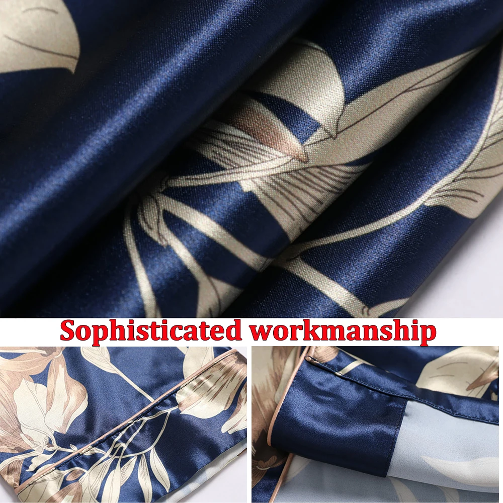 Ice Silk Man Pajamas for Couples Spring Summer Loose Cool Pajama Sets Luxury Jacquard Pijama Soft Skin-friendly Pyjama for Men