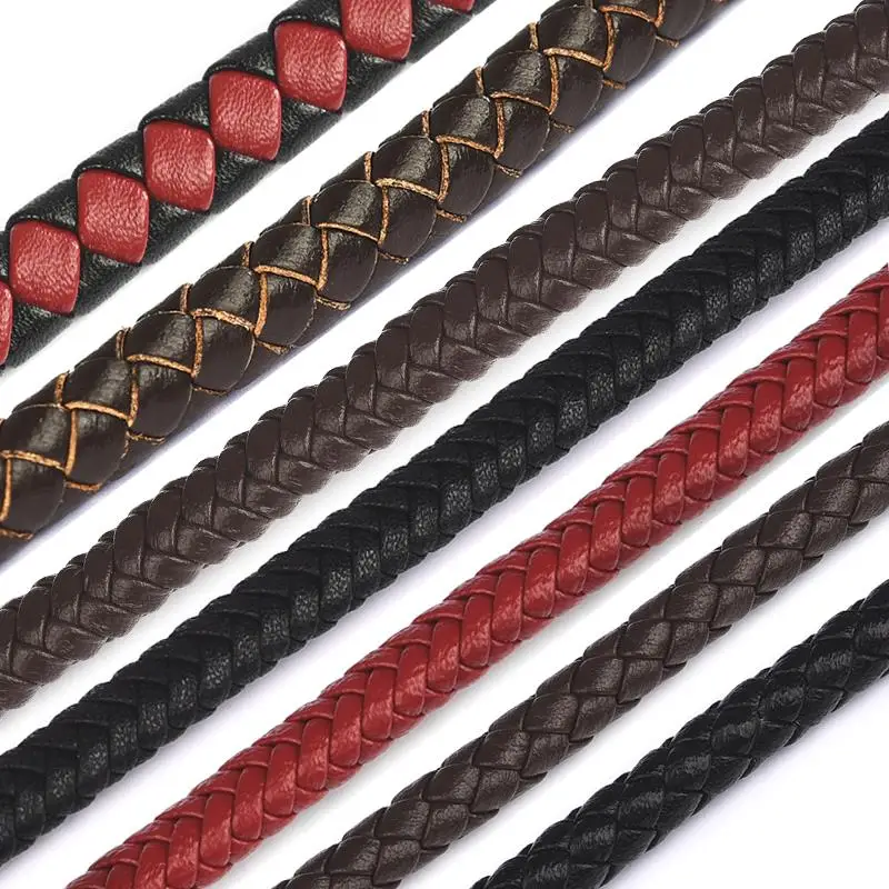 1 м 4/6/7 мм круглый черный плетеный кожаный браслет веревка шнур для браслета