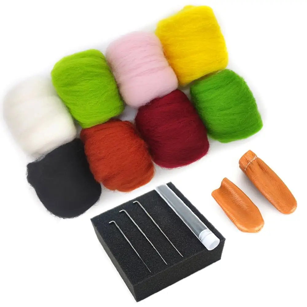 

Needle Felting Kit 10g x 8 Color Total 80g Merino Eco-friendly Natural with Needle Felting Needles , Needle Felting Mat (NO.06)