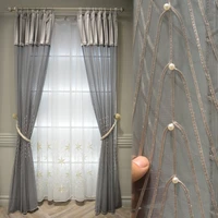 spot cotton and linen curtain for living dining room bedroom embroidery curtain light luxury modern window screen simple curtain