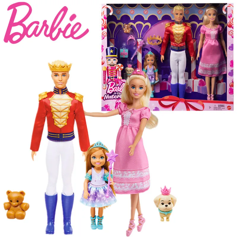 Barbie The Nutcracker Box Set Barbie Doll Chelsea Doll Prince Family Play House Toy Collectible Girls Brinquedos Gift GXD61
